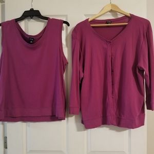 Rafaella fuchsia 2 piece tank/cardigan